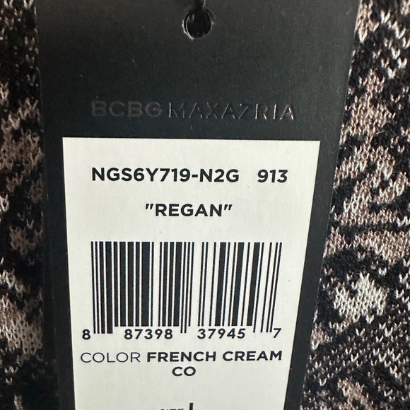 BCBGMAXAZRIA REGAN French cream silk long sleeve dress - Picture 4 of 4